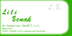 lili benak business card